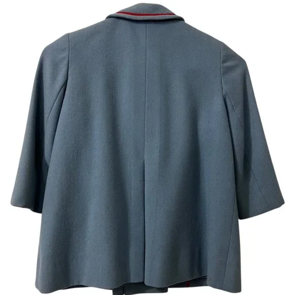 60s Mode Kiddie Coats Light Blue Wool Double-Breasted Coat & Beret Union Made